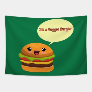 Veggie Burger happy funny tasty love vegan love Tapestry