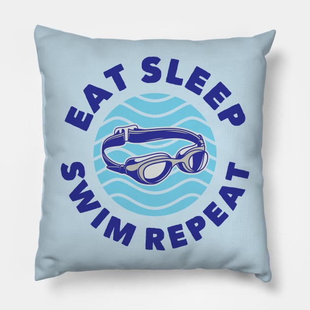 Eat Sleep Swim Repeat, for the swimming and surfing lover Pillow by laverdeden