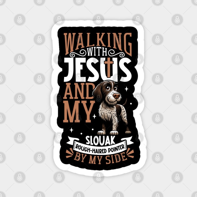 Jesus and dog - Slovak Rough-haired Pointer Magnet by Modern Medieval Design