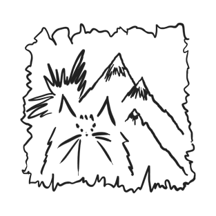 Cat and mountains (Print on pocket) T-Shirt