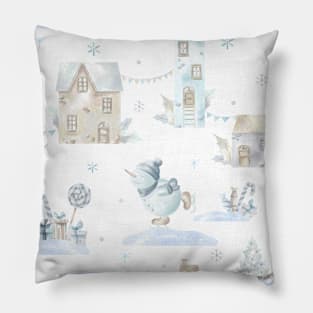 Trendy Pastel Xmas Pattern Winter Snow Christmas Pillow