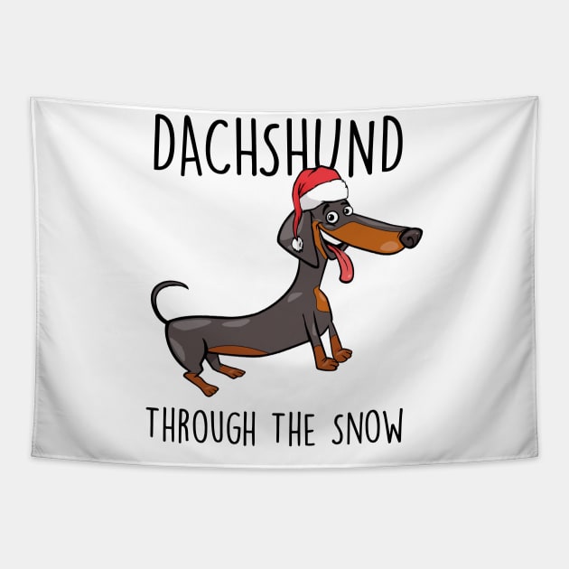 Dachshund Sausage Dog Christmas Tapestry by fleeksheek