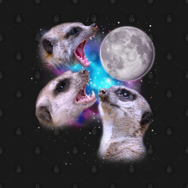 Three Meerkats Howl at the Moon by darklordpug