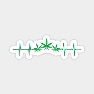 420 Weed Lover Heartbeat Line With Cannabis Leaf Magnet