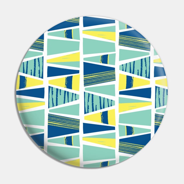 Modern Art Blue Teal Yellow Blocks Pin by Sandra Hutter Designs