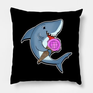 Adorable Shark Licking Ice Cream Cute Shark Lovers Pillow
