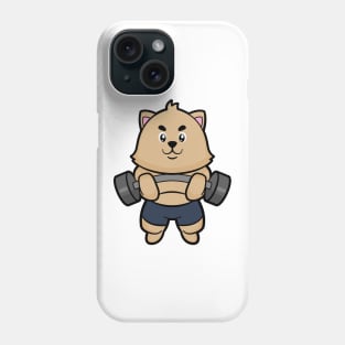 Cat at Bodybuilding with Barbell Phone Case
