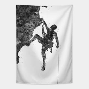 Climber man black and white Tapestry