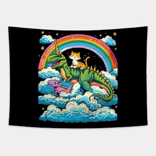 Cat Dinosaur Fury Tapestry