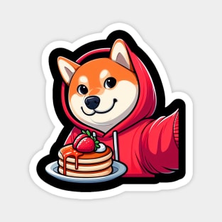 Shiba Inu Strawberry Pancakes Selfie Time Magnet