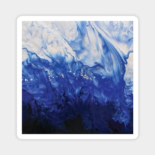 Blue Acrylic Pour Painting Magnet