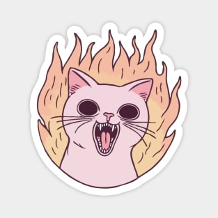 Pink Cat On Fire Magnet