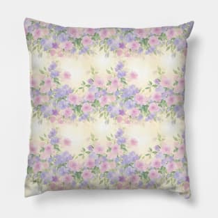 Vibrant Watercolor Wild Pink And Violet Flowers Pillow