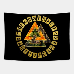 Valknut Symbol and runes Tapestry