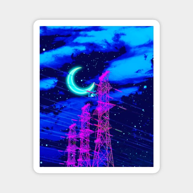 Moon Towers Magnet by lofi_retrowave