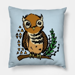 Hand Drawn Owl In Nature Pillow