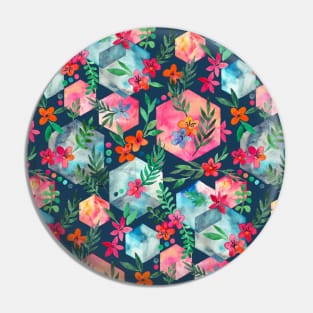 Whimsical Hexagon Garden on black Pin