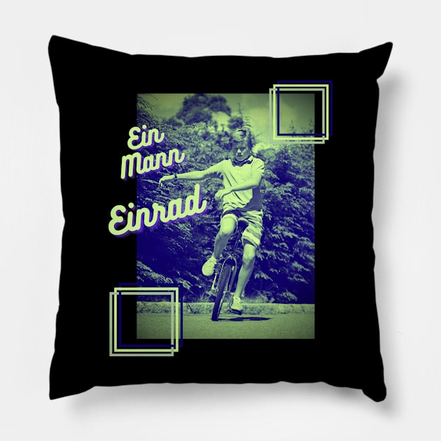 EIn Mann Einrad Retro Artist Zirkus Motiv Pillow by Maggini Art