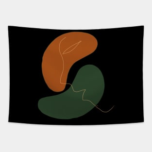 Abstract shape art with line art face in earth tones Tapestry