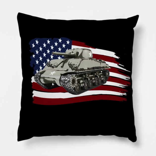 US Army Sherman tank Pillow by Dirty Custard Designs 