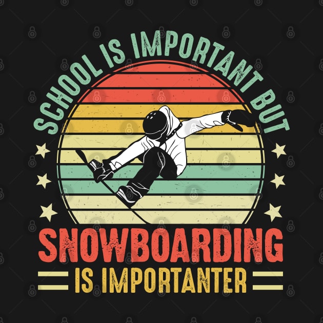 school is important but snowboarding is importanter - funny snowboarding lover quote vintage retro by AbstractA