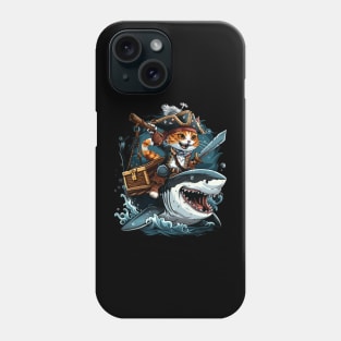 Meow's Shark Ride cat riding shark Phone Case