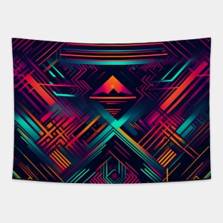 Neon Geometric Pattern Tapestry