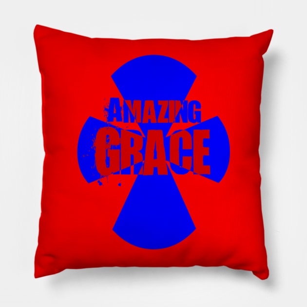 Amazing Grace Cross Pillow by AlondraHanley