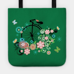 Big wheel bicycle with flowers Tote