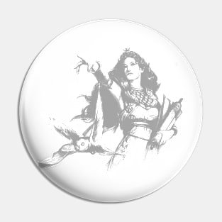 fantastic woman looking at future with her owl design and drawing by ironpalette Pin