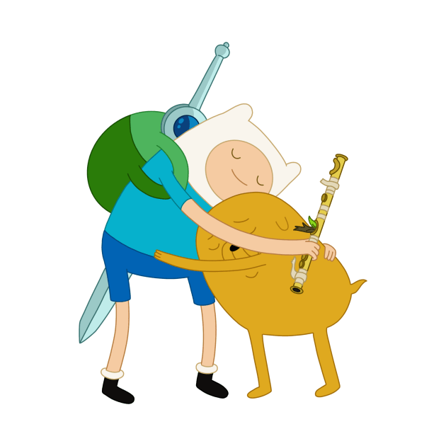 Finn and Jake hugging by maxtrology