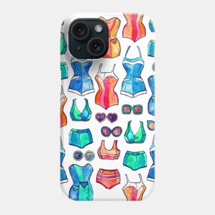 Sixties Swimsuits and Sunnies on white Phone Case