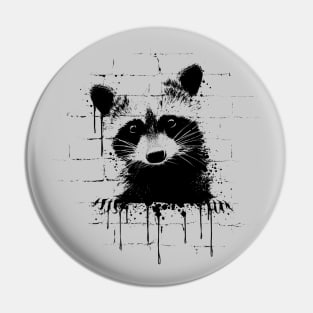 Funky Urban Graffiti Street Art Raccoon Pin