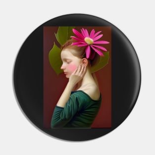 Flower Girl Portrait Painting Pin