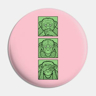 three green wise monkeys Pin