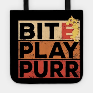 Bite, Play, Purr biting Kitty Design Tote