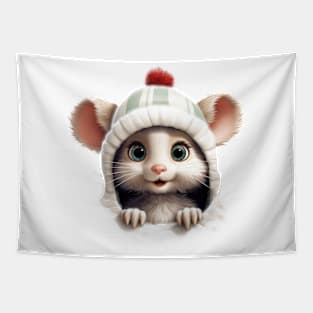 Christmas Peeking Baby Mouse Tapestry