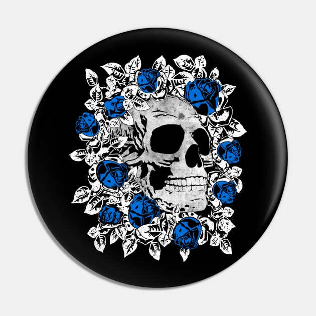 Skull and Roses Pin by Drop23