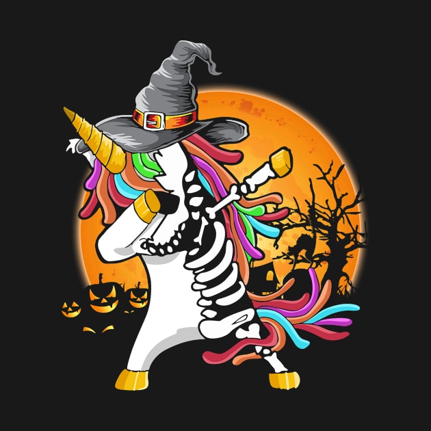 Dabbing Unicorn Skeleton Halloween by Sun68