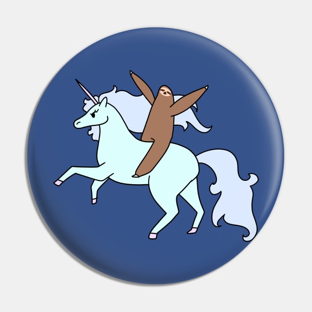 Sloth Riding a Unicorn Pin by saradaboru