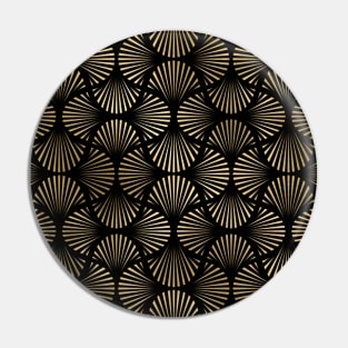 Vintage Foil Palm Fans in Black and Gold Art Deco Neo Classical Pattern Pin