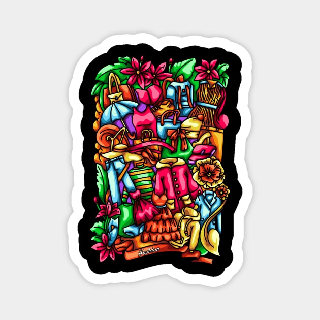 Fashion Doodle Illustration Magnet by Kincrevstudio