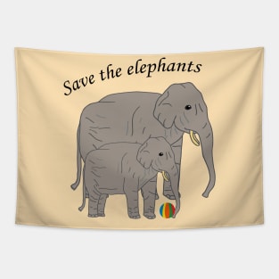 Save the elephants – Mom and Baby Tapestry