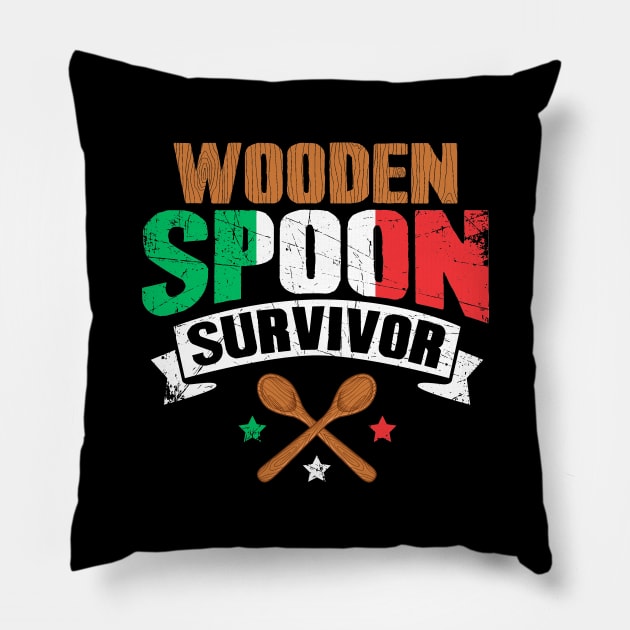 Wooden Spoon Survivor Italian Pillow by captainmood