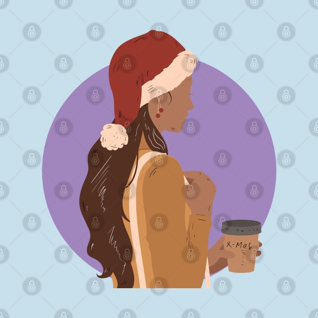 illustrator women coffee x-mas by Pinjem Seratus