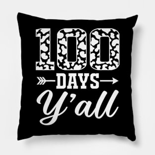 100 Days Yall Cow Print 100Th Day Of School Teacher Kids Pillow