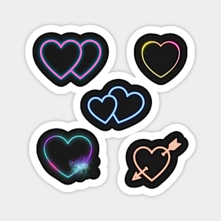 neon hearts sticker pack Magnet