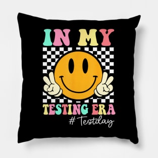 In My Testing Era Retro Smile Teacher Kids Testing Test Day Pillow