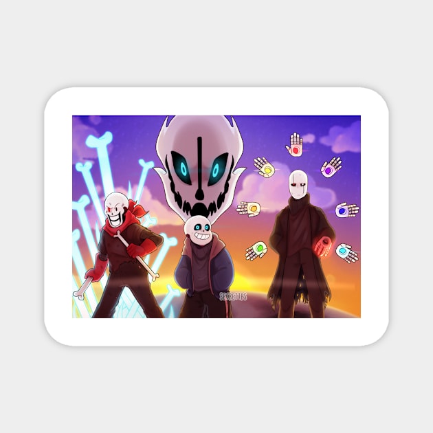 Glitchtale Sans, Papyrus and Gaster Magnet by secrettps