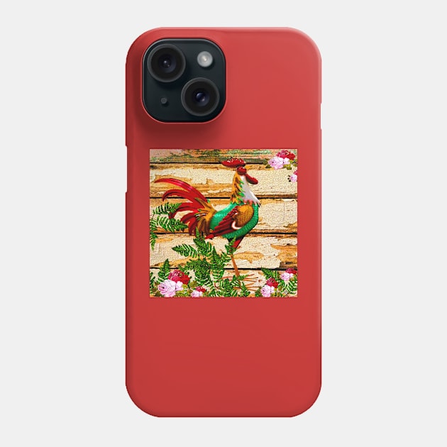 ROOSTER ROSES AND FERNS Phone Case by Overthetopsm